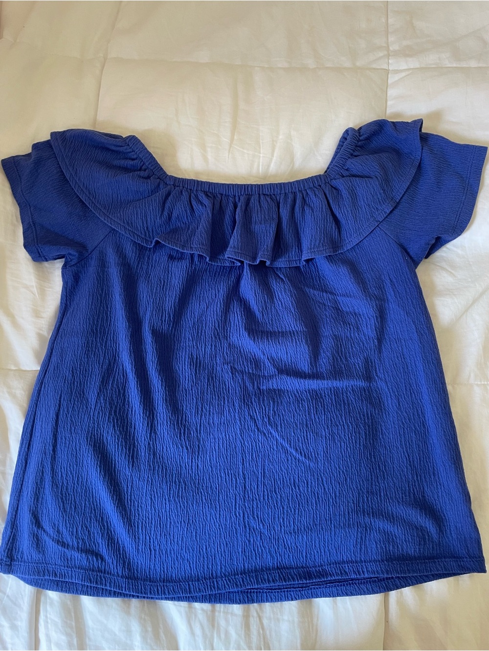 LOFT Royal Blue Ruffle Off-Shoulder Blouse